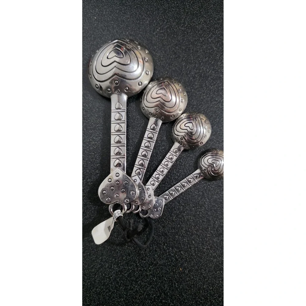 Vintage Ganz Angels Hearts & Stars 4 Piece Zinc Alloy Metal Measuring Spoon‎ Set